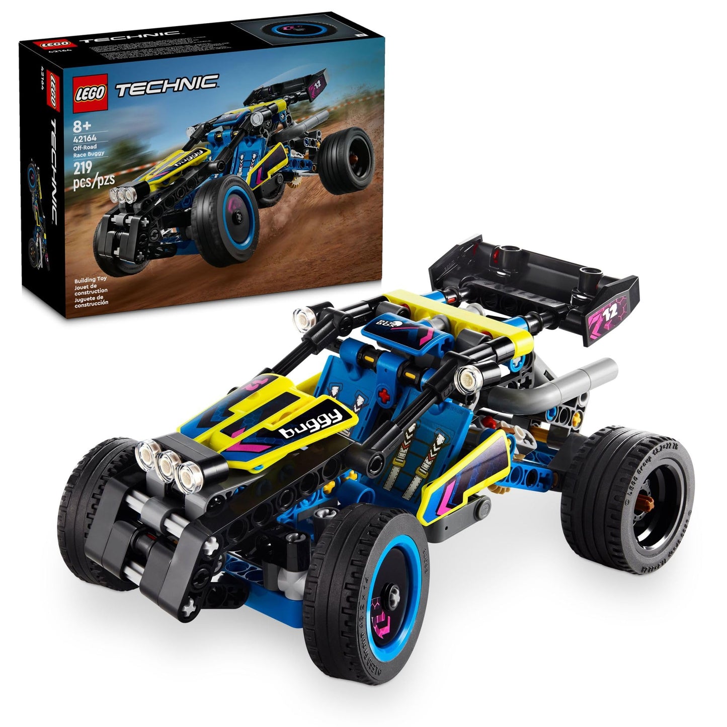 LEGO Technic 42164 Off-Road Buggy buildable car toy, awesome toy for 8-year-old boys, girls, and kids who love rally competitions, racing car toy with movable parts.