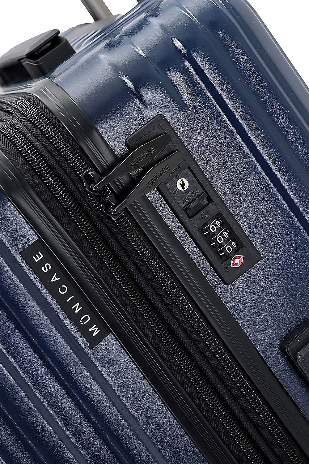 Münicase M816 TSA lock suitcase travel luggage trolley set hard shell board case (navy blue, 3-piece set)
