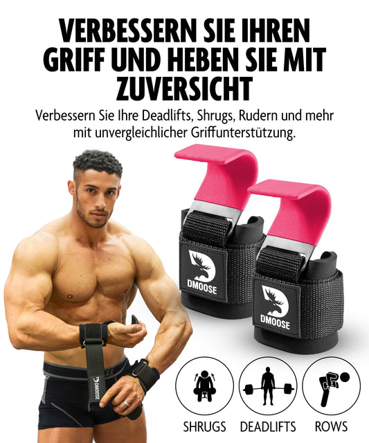 DMoose Fitness Straps for Men & Women (Pair) - Durable 8mm Thick Wrist Straps made of Nylon - Perfect for Powerlifting & Deadlifting Support - Grip Support for Strength Training