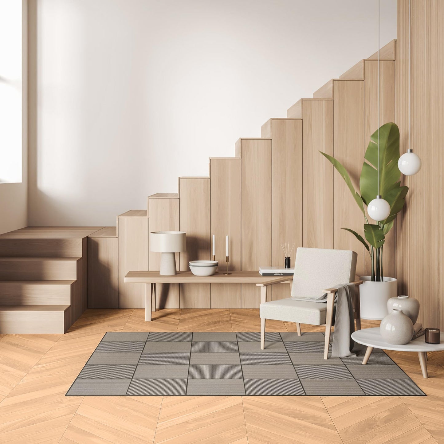 On PVC flooring Vinyl self-adhesive 36 pieces 5.02m², wood grain floor tiles with wood look, vinyl adhesive tiles waterproof non-slip for kitchen, living room, balcony (Brown oak)