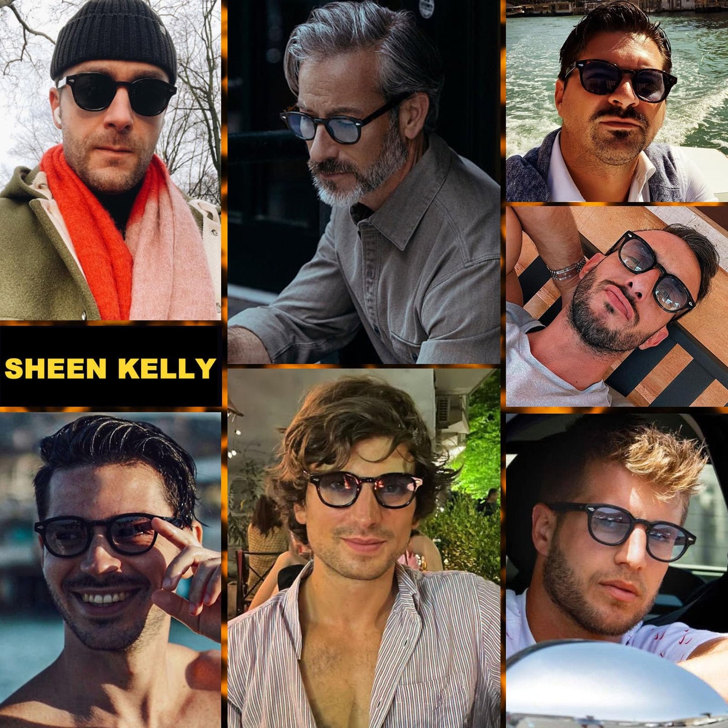 SHEEN KELLY Retro Acetate Oval Sunglasses for Men Women High-Definition Polarized Round Lens Material