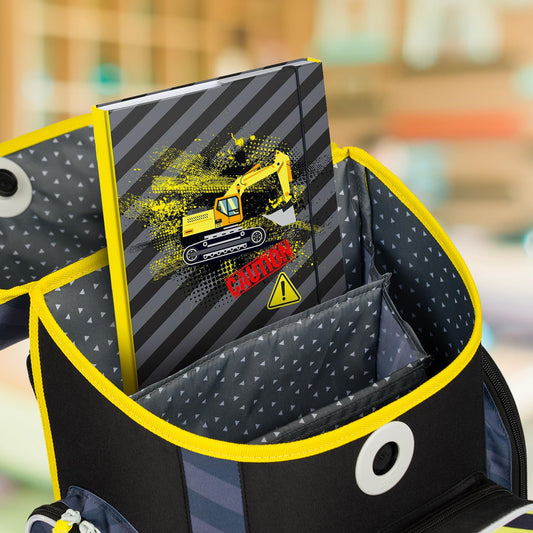 Baagl folder for school backpack A4 - folder for children with rubber band and inner flaps - folder, collection box with elastic band for boys (digger)
