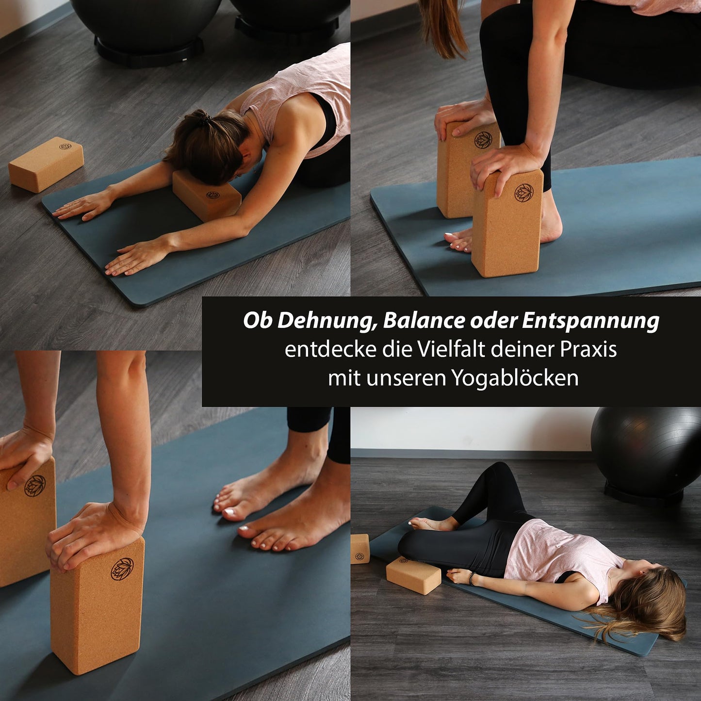 2 x Yoga Block by VonBueren | Cork yoga blocks | 22 x 12 x 7.5 cm each | Yoga accessories for women and men | Hatha block | Yoga bricks