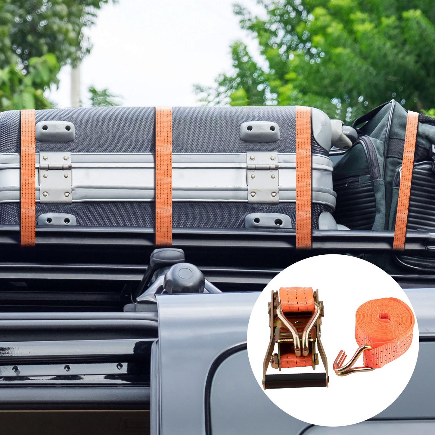 4 pieces of 2000kg 3m ratchet tie-down straps, 2 pieces, with hooks. Ratchet straps lashing EN 12195-2 35mm 2000 daN 2t for professional load securing.