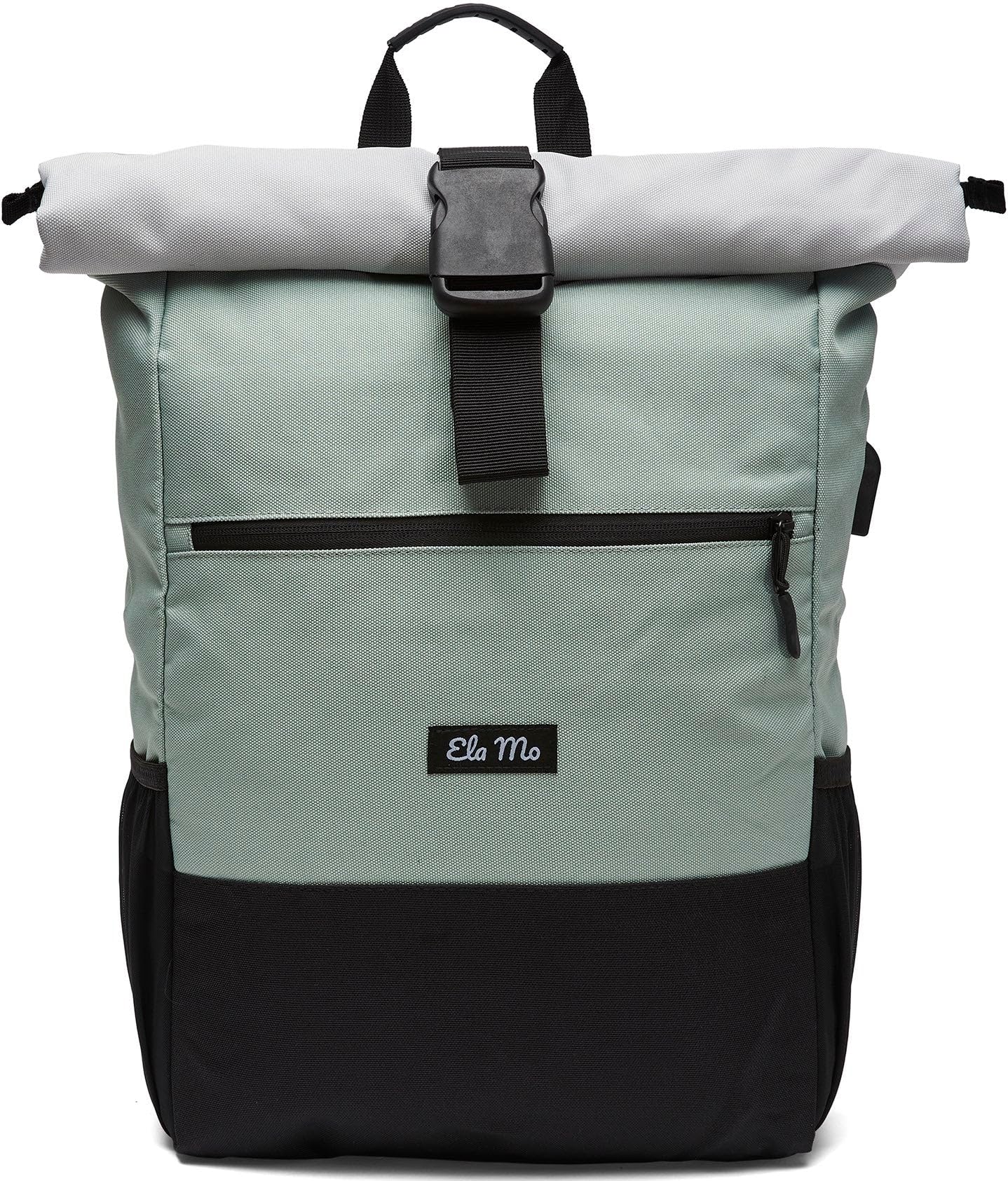 Ela Mo school backpack rolltop backpack for women | Mintgrey