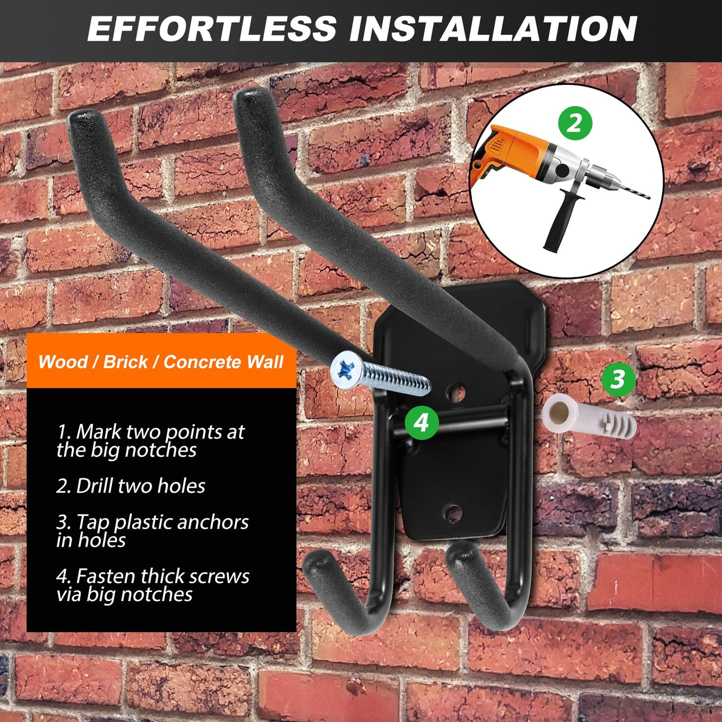 Odoland ski holder wall mount rack with 4 ski strap holders 2 pairs snowboard rack wall mount home and garage heavy duty storage hanger.