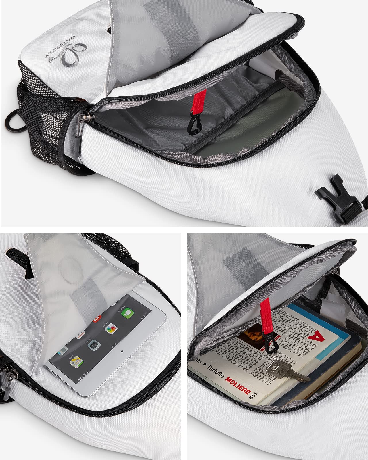 WATERFLY Sling Backpack Shoulder Bag Crossbody Bag Adjustable Strap Hiking Chest Pack for Men and Women
