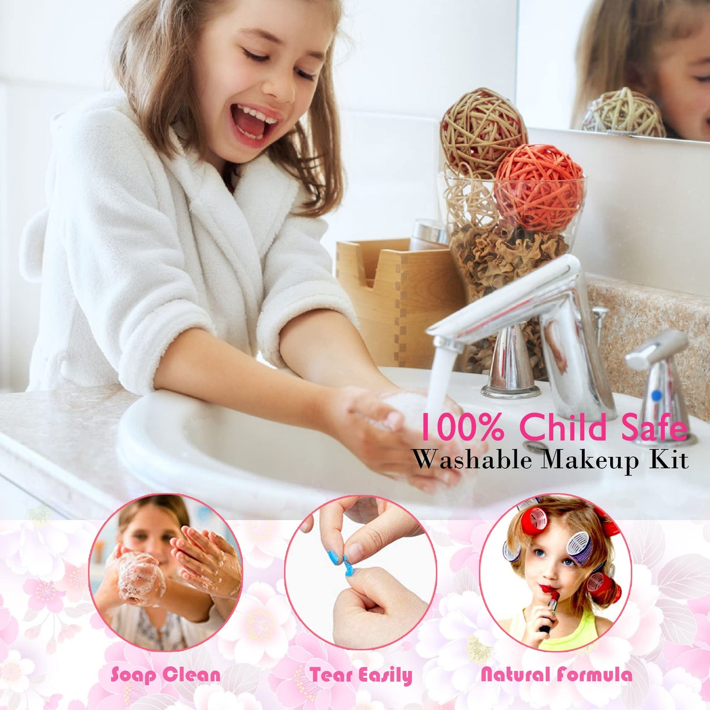 Children's makeup set girls toys gifts - Washable makeup case for kids, makeup children's makeup set games, princess Christmas birthday gifts for girls 4 5 6 7 8 9 10 11 12 years