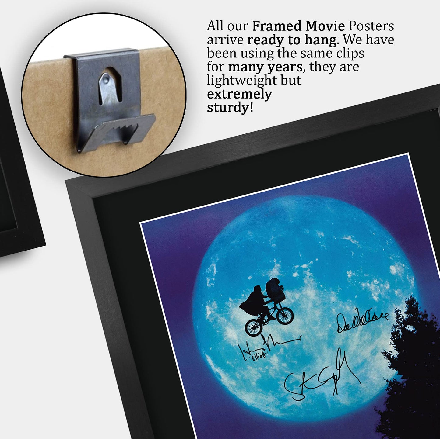 HWC Trading E.T. The Extra-Terrestrial A3 Framed Signed Printed Autographs Picture Display Gift For Henry Thomas Dee Wallace Steven Spielberg Movie Fans