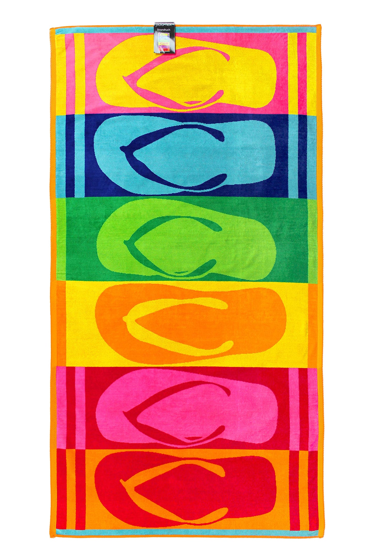 Jilda-tex Beach Towel 90x180 cm Bath Towel Beach Towel Hand Towel 100% Cotton Velour Terry Easy Care (Flip Flops)
