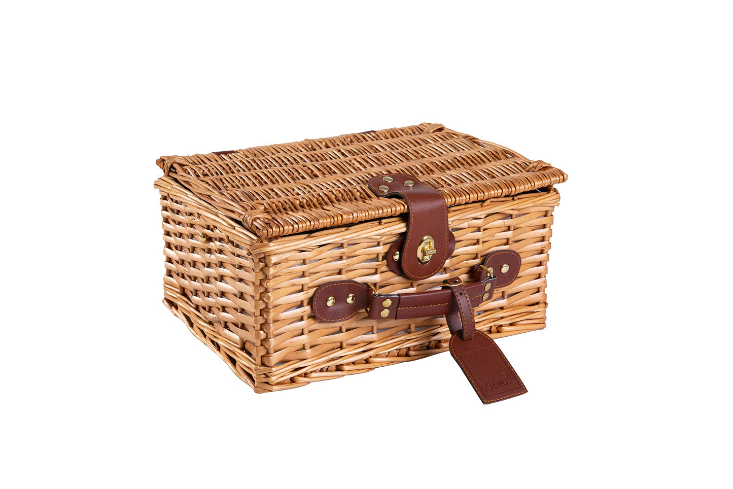 Enjoy willow wicker picnic basket for 2 with cooler & accessories β picnic set with utensils, porcelain plates, wine glasses β for camping, wedding & gift idea β BLUE