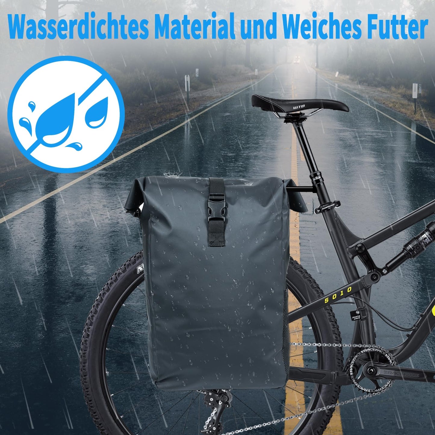 FINEW Bicycle Bag for Luggage Rack 20L - 100% Waterproof, Luggage Rack Bag Multifunctional Rear Luggage Bag Waterproof Rear Seat Bag, 2 in 1 Bicycle Reflective Shoulder Bag With Carrying Strap