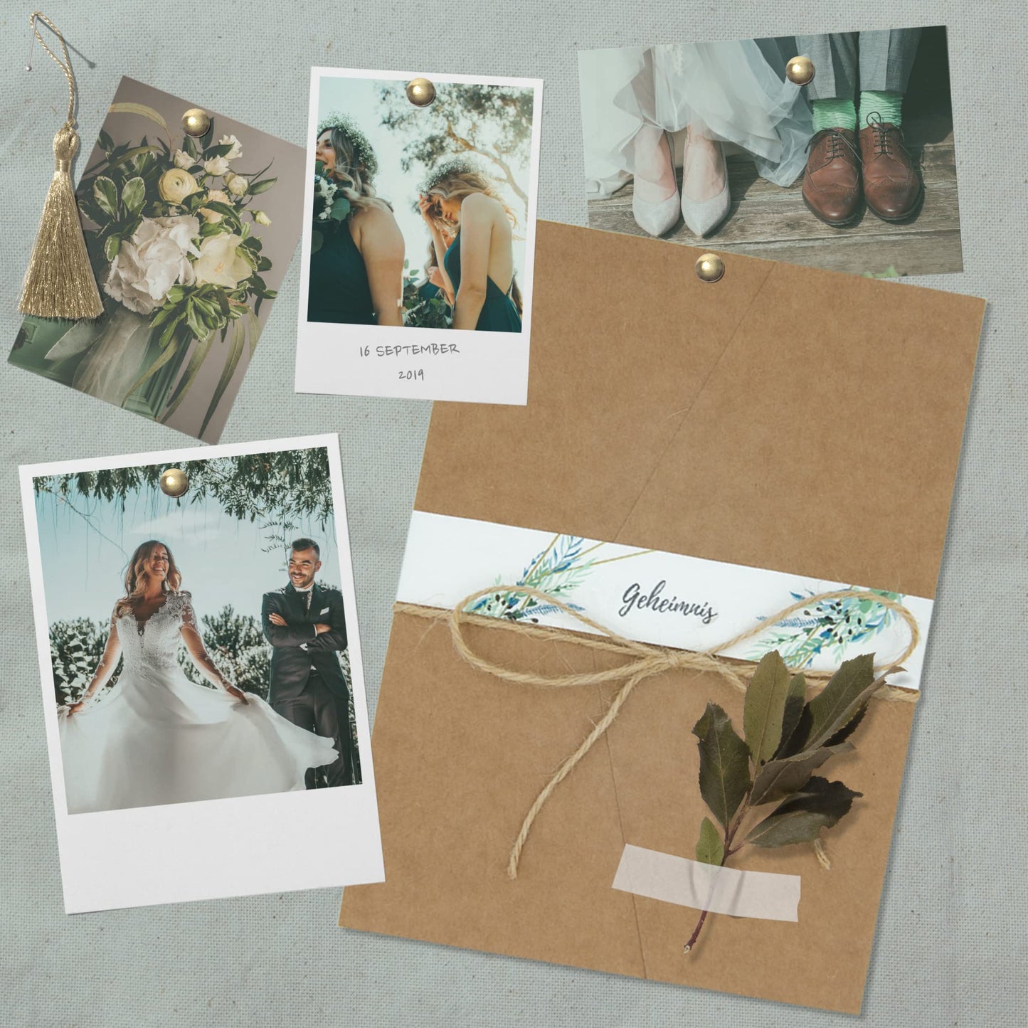 50 pieces of pocketfold kraft paper wedding cards blank I 121 x 158 mm for DIN B6 envelope | 300 gsm | DIY wedding invitations | Pocketfold wedding card | Folded kraft paper card