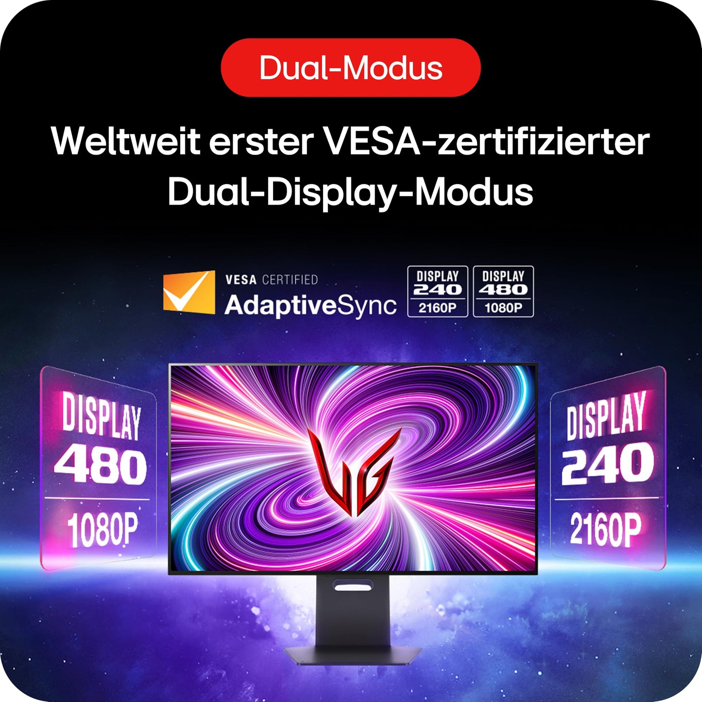 LG Electronics 32GS95UX-B.AEU UltraGear™ 4K UHD Gaming OLED Monitor 32" (80cm), 3840 x 2160, 0.03ms GtG, 480 Hz, HDR10, HDR™400 TRUE BLACK, NVIDIA G-Sync™ Compatible, AMD FreeSync™ Premium Pro - Gray