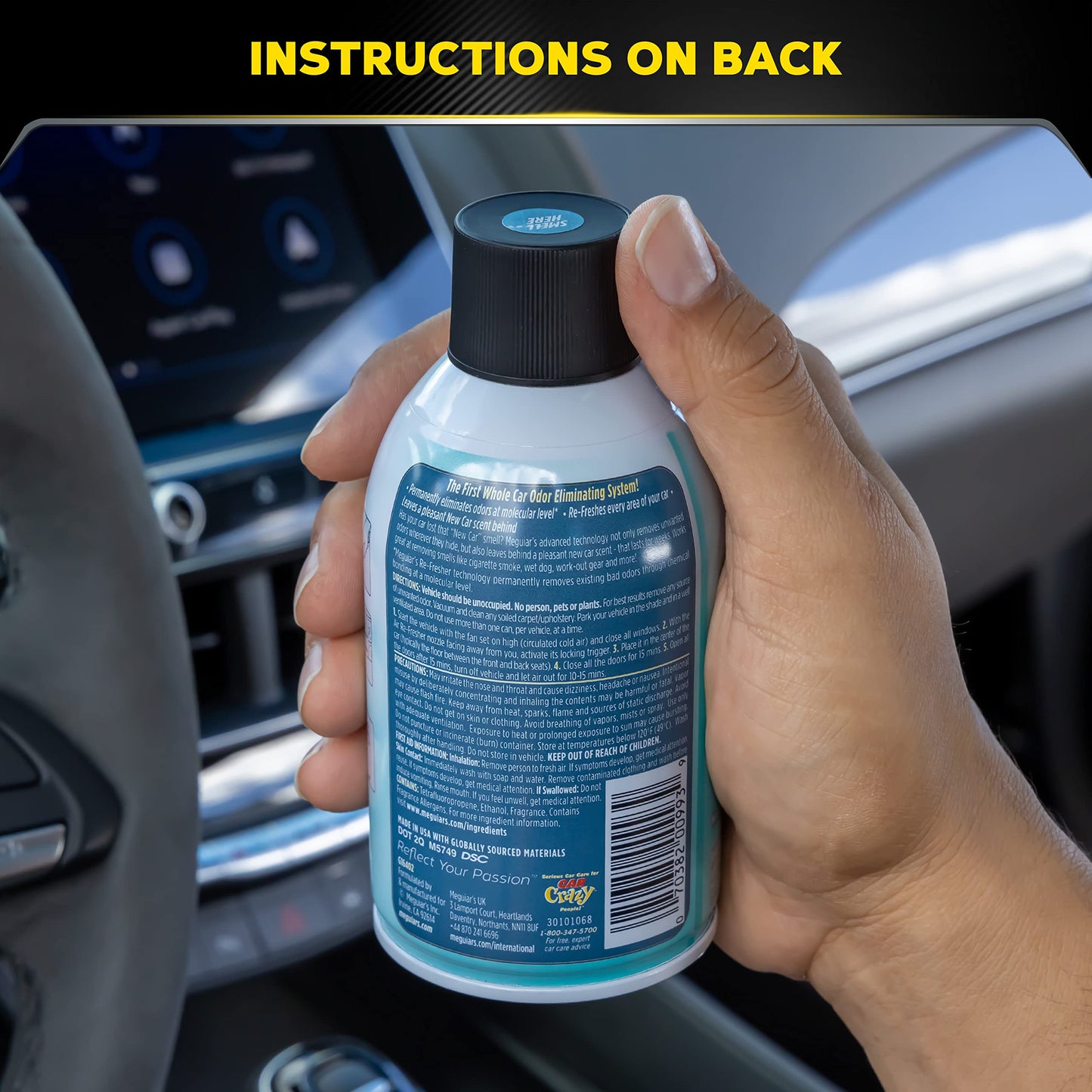 Meguiar's Air Re-Fresher New Car eliminates odors like smoke and pet smells, leaving a long-lasting fresh scent in your vehicle. G16402EU- 59ml.
