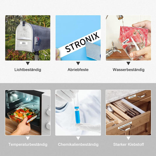 5x Compatible for Brother P-Touch tapes 12mm TZe-231 TZ-231 Ub-231 label tape for P-Touch Brother labeling machine PT-1010 D400 H105 H100R H107 H100LB D200 1000, Black on White tape