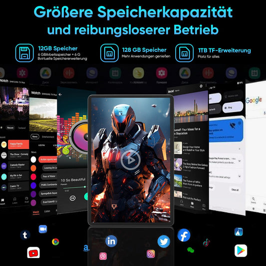 COLORROOM 11-inch Tablet, Android 14 Tablet, Octa Core Processor, 12GB RAM 128GB ROM 1TB Expansion, 1280 x 800 FHD Screen, Bluetooth 5.0, 8000mAh, GPS, WiFi, 5MP + 8MP (Black)