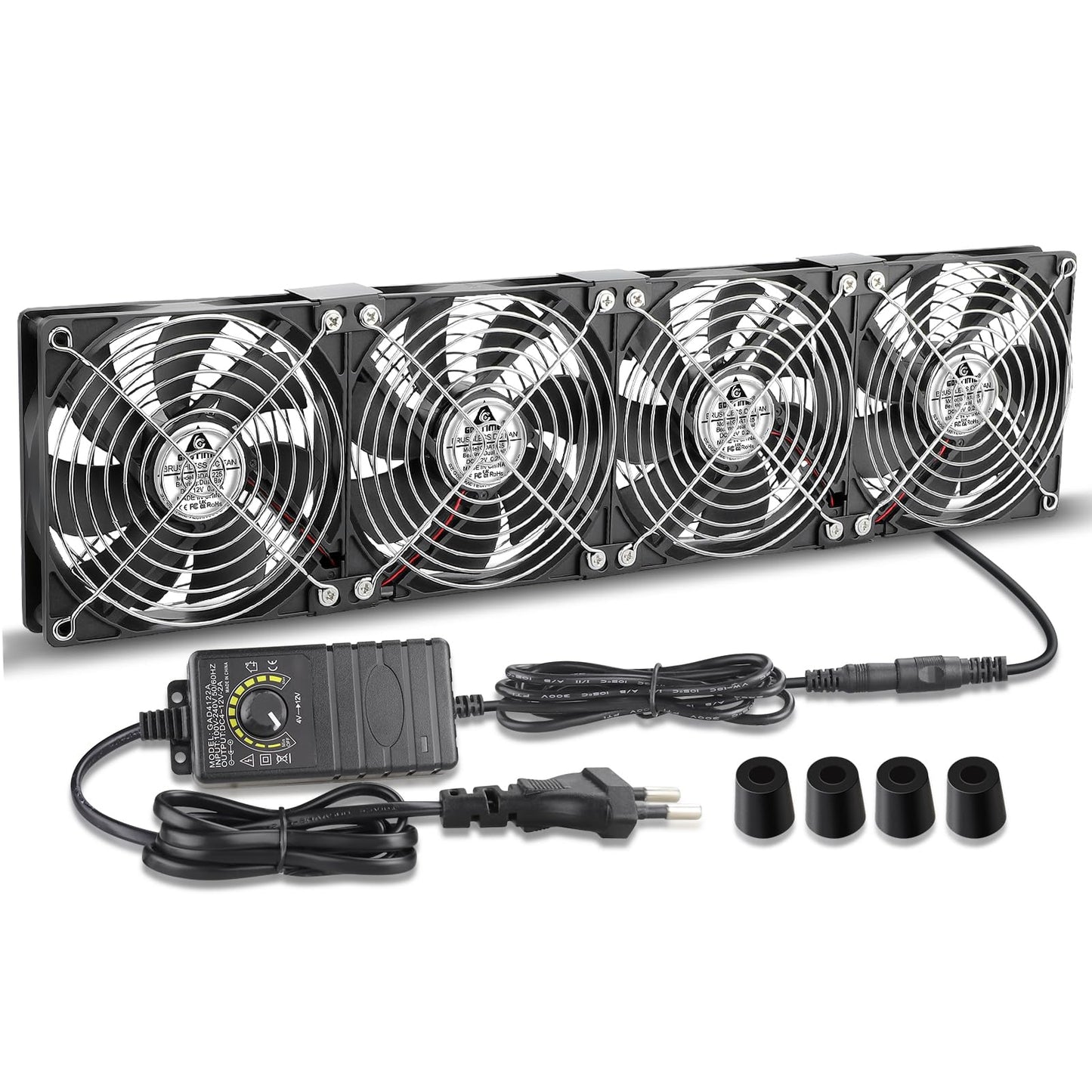 GDSTIME 4 x 120mm fans 230V Double 240mm fans 230V Adjustable Dual Ball Bearings Fan 220V Case Fan 4V -12V Adjustable Speeds High Airflow for Servers Inverter Cabinet