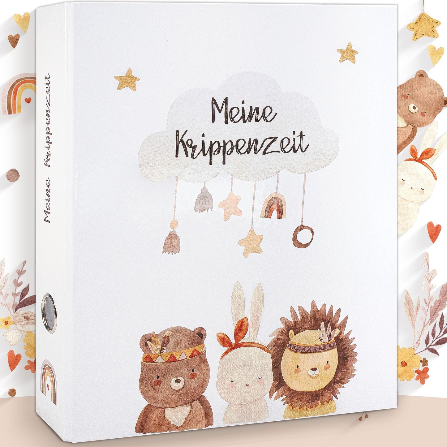 OLGS Collector's Folder My Daycare Time | Memory Folder, Kindergarten Folder Boho Bear, Bunny, Lion | Kids Gift Folder, Kindergarten Time, Collection Folder, Preschool, Ring Binder A4 - Native American