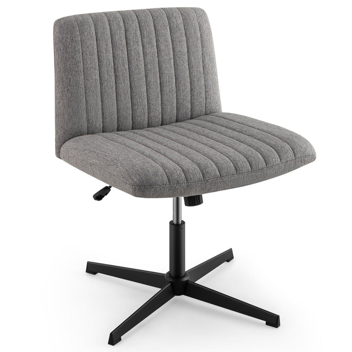 COSTWAY Tailor's Seat Chair, Swivel Chair without Armrests, Desk Chair with Wide Seat, Office Chair with Cross Base, Height Adjustable, Tilt Function, Modern (Gray)