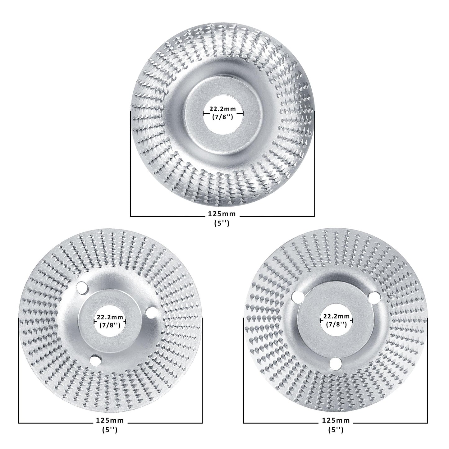3 pieces of wood sanding discs for angle grinder - grinding discs, woodworking tools for carving and sanding wood, softwood, hardwood (silver)