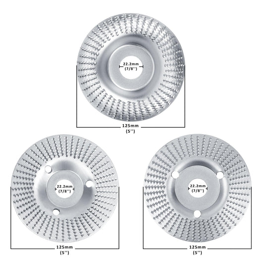 3 pieces of wood sanding discs for angle grinder - grinding discs, woodworking tools for carving and sanding wood, softwood, hardwood (silver)