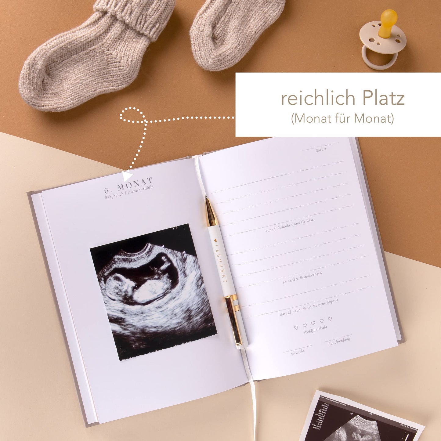 Pregnancy journal & baby book 2 in 1 designer baby book to fill in, for girls & boys, great gift for pregnancy or birth, hardcover 14th of February®