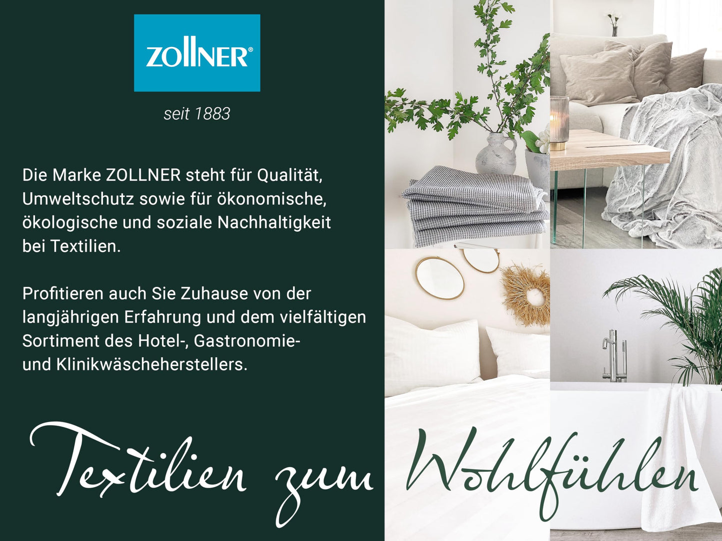 ZOLLNER 5-pack of cotton kitchen towels in 50x70 cm - super absorbent and durable - machine washable up to 60°C - in anthracite color - Gastronomy quality - Oeko Tex® certified