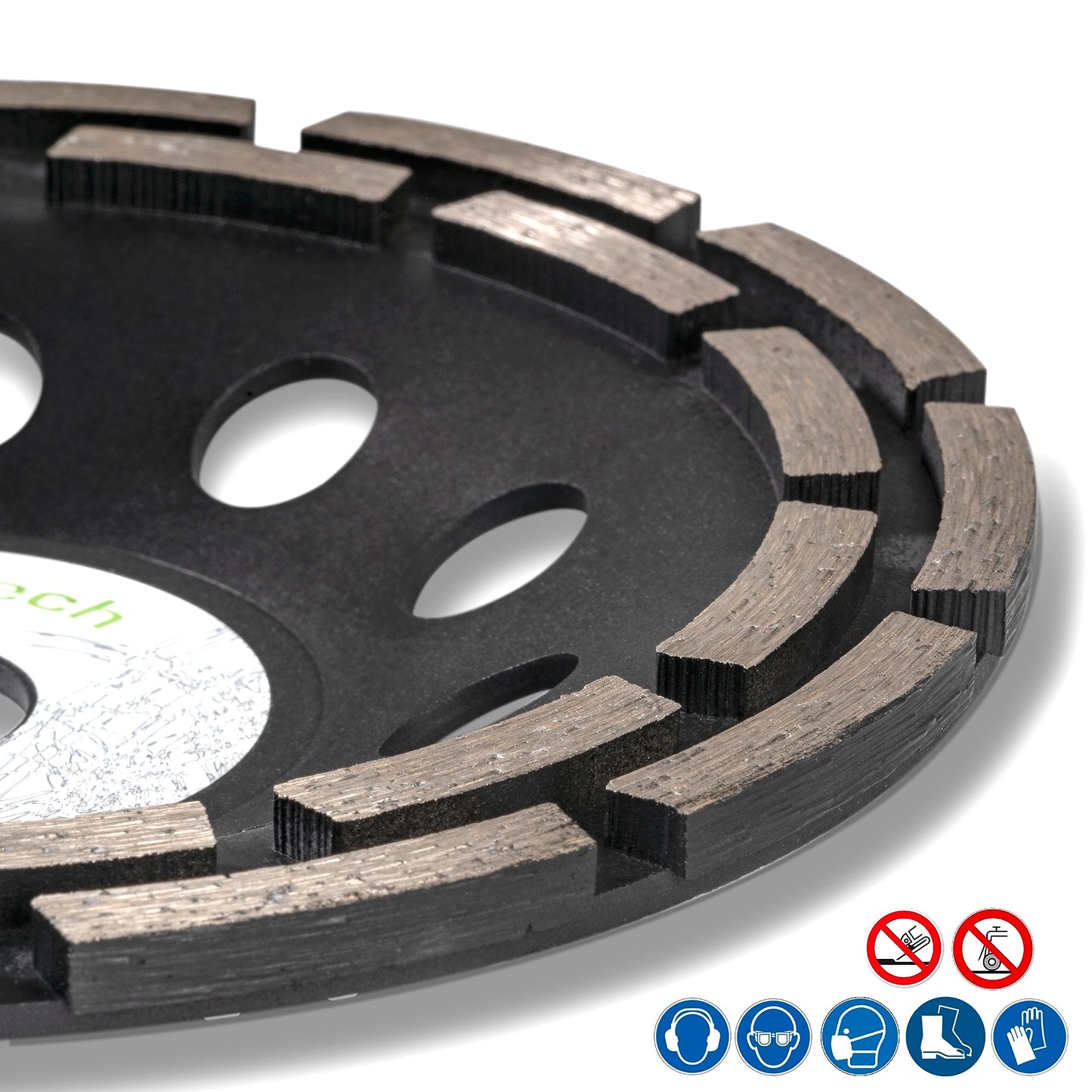 2x Professional Diamond Grinding Cup 180mm black for concrete, stone, tile adhesive, and more. - Concrete Grinding Disc 180x22.23mm for angle grinder | rendech®