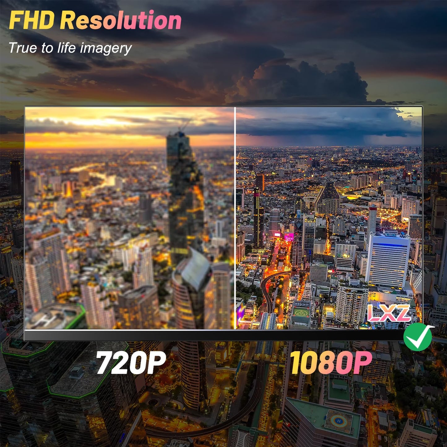 LXZ 24.5-inch gaming monitor with 200Hz refresh rate, Full HD 1080p resolution, 1ms response time, DP/HDMI inputs, eye care technology, and wall mount compatibility.