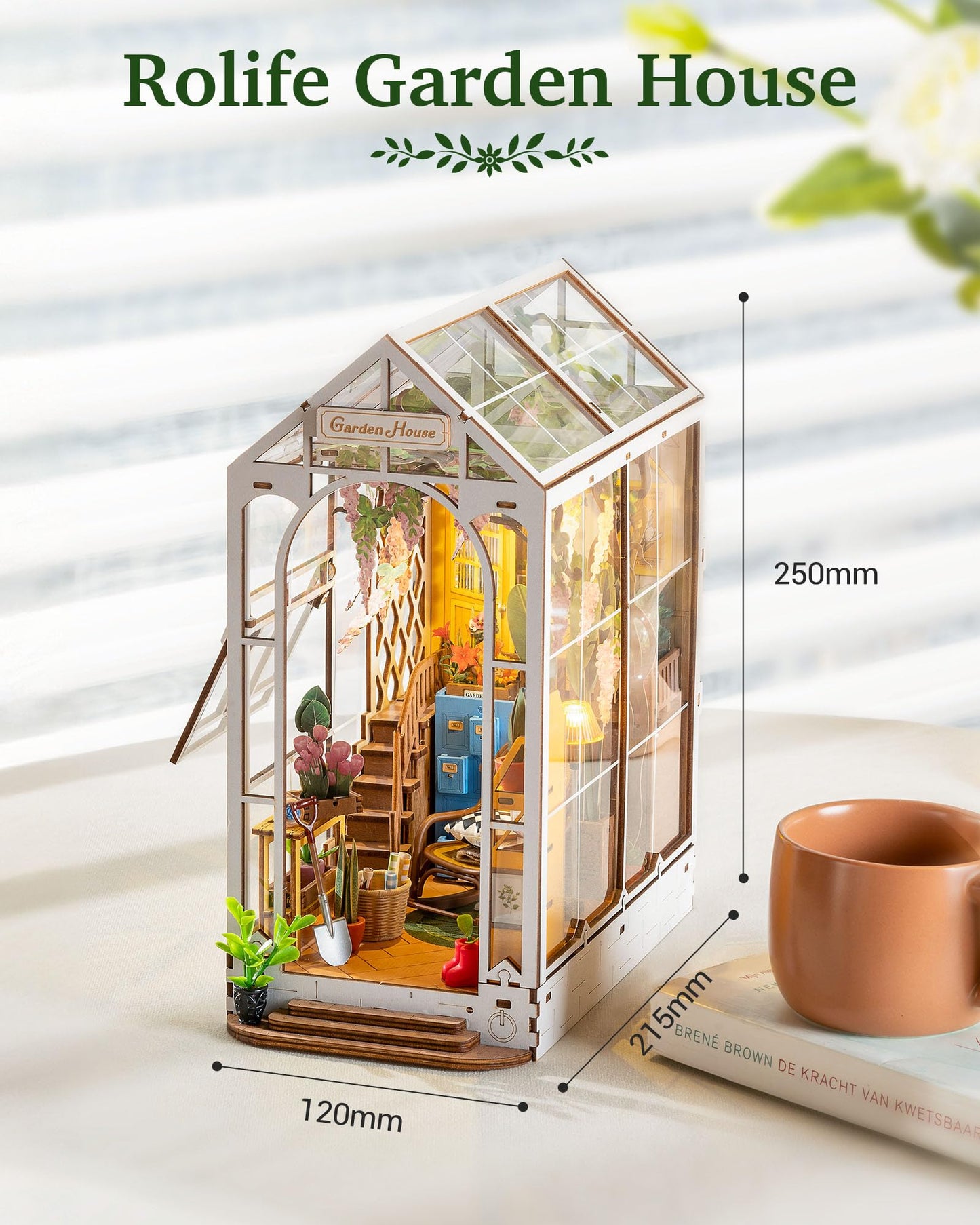 Rolife Book Nook Kit for Adults DIY Miniature House with Light for Bookshelf Library Decoration 3D Wooden Puzzle Bookends Adult Booknook Gifts for Women