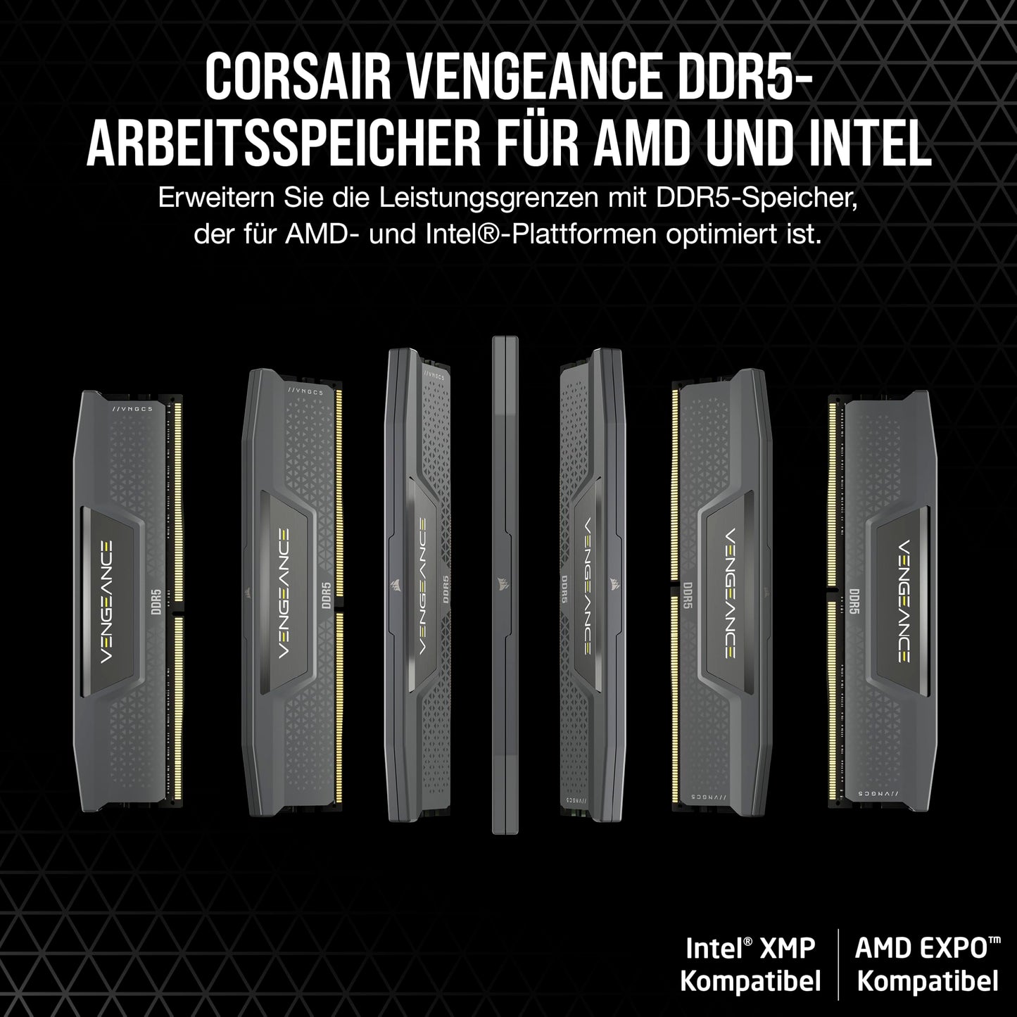 CORSAIR Vengeance DDR5 RAM 32GB (2x16GB) 6000MHz CL36-44-44-96 1.35V AMD Expo Intel XMP 3.0 Desktop Memory - Gray (CMK32GX5M2E6000Z36)