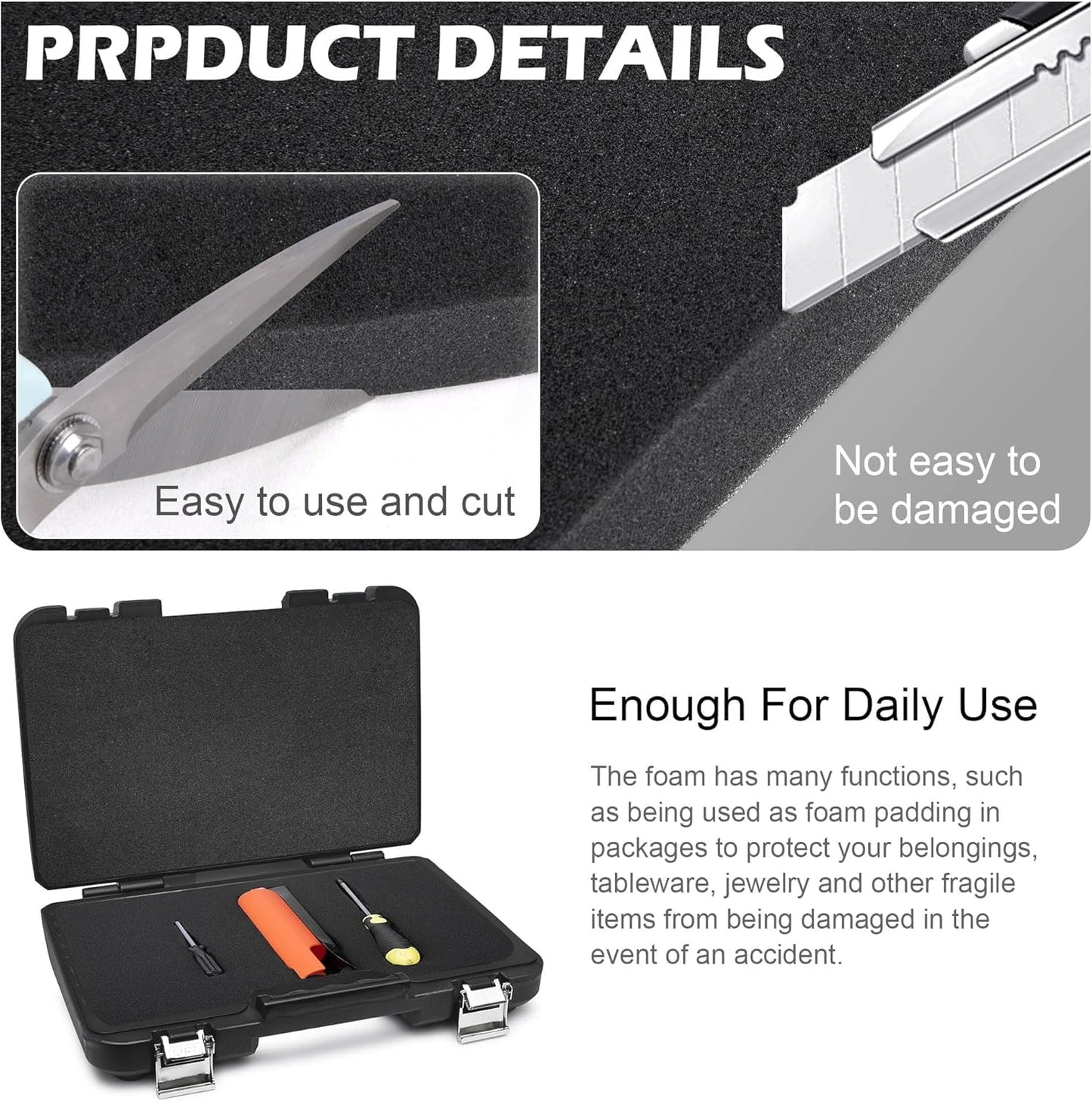 6 pieces of foam cut to size - 400x300x40mm - foam inlay for protective cases - tool cases camera cases - foam for self-cutting - tool foam