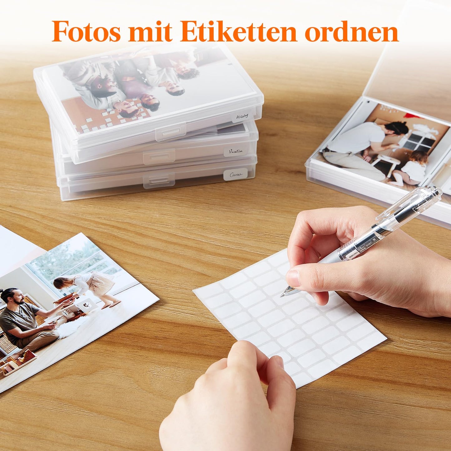 Lifewit Photo Storage Box 4 x 6 inch Photo Case, 18 inner photo holders, transparent photo boxes for storage, plastic photo organizer for seeds, cards, crafts, stickers, 2 pieces.