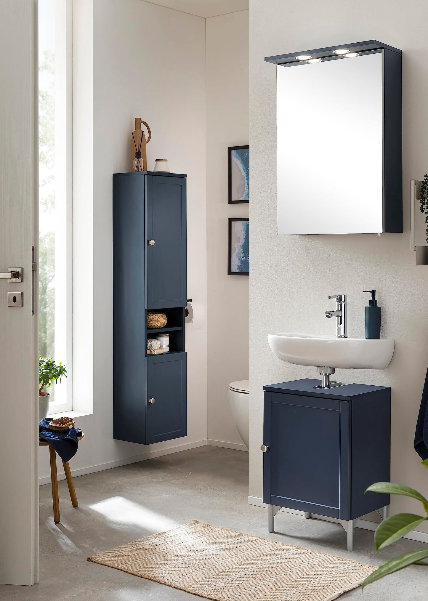 Schildmeyer mirror cabinet Jesper 155426, midnight blue, 50.4 x 16 x 72.3 cm