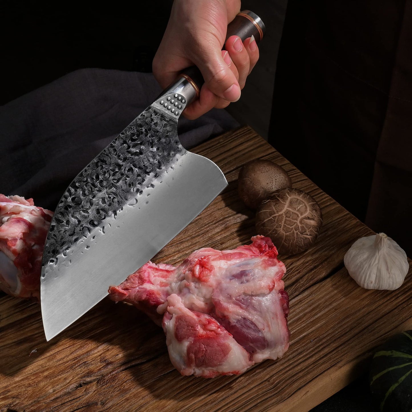 Promithi kitchen knife, chef knife, Santoku knife, utility knife, household knife, silver and black, stainless steel, 12 inches, 7.8 inches, 3.6 inches, 511 grams, forged, dishwasher-safe: No