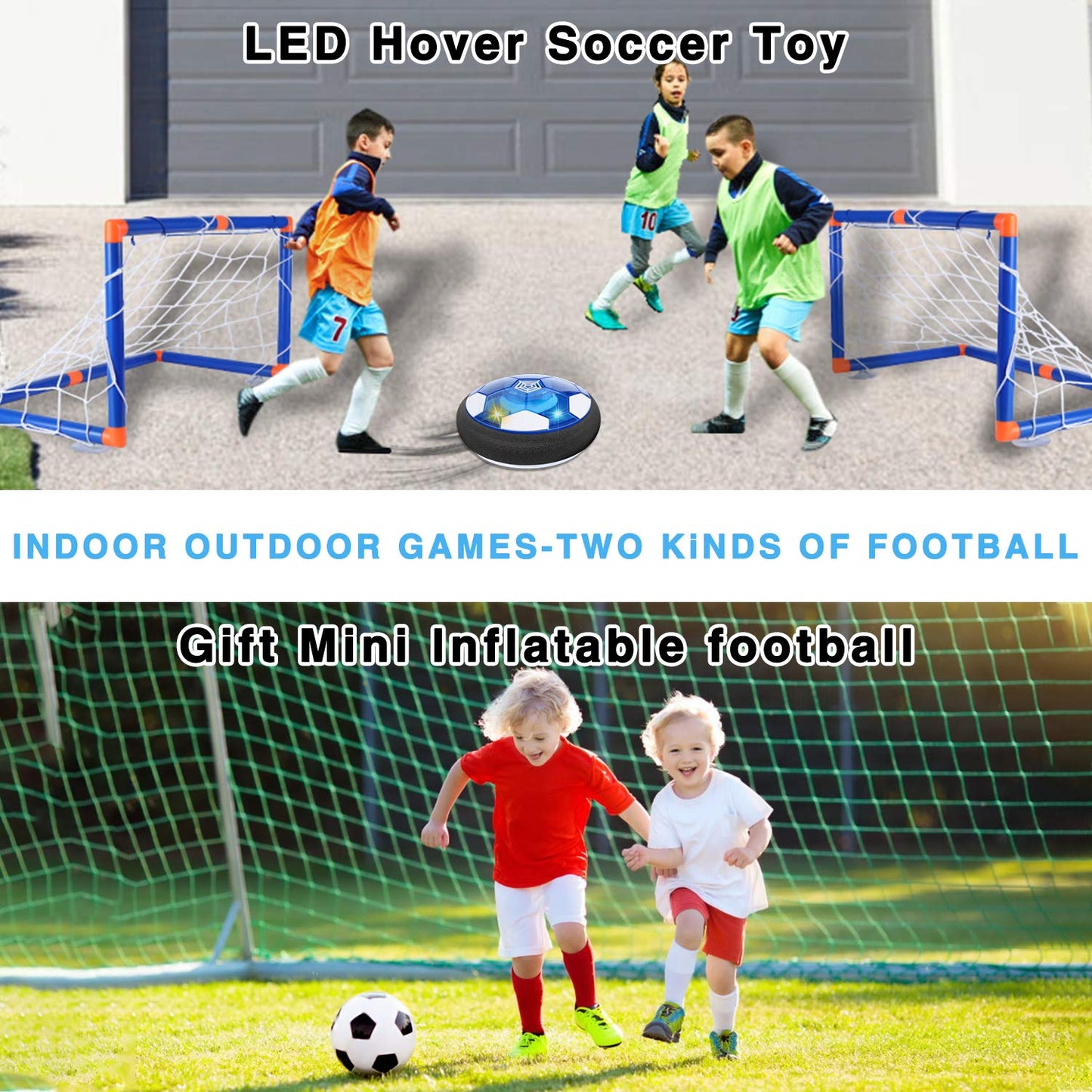 SUNACE Air Power Soccer Kids Toy - Hover Ball with Powerful LED Lighting and Foam Bumpers for Indoor Outdoor Play, Toy for Boys and Girls Hover Ball Game Kids