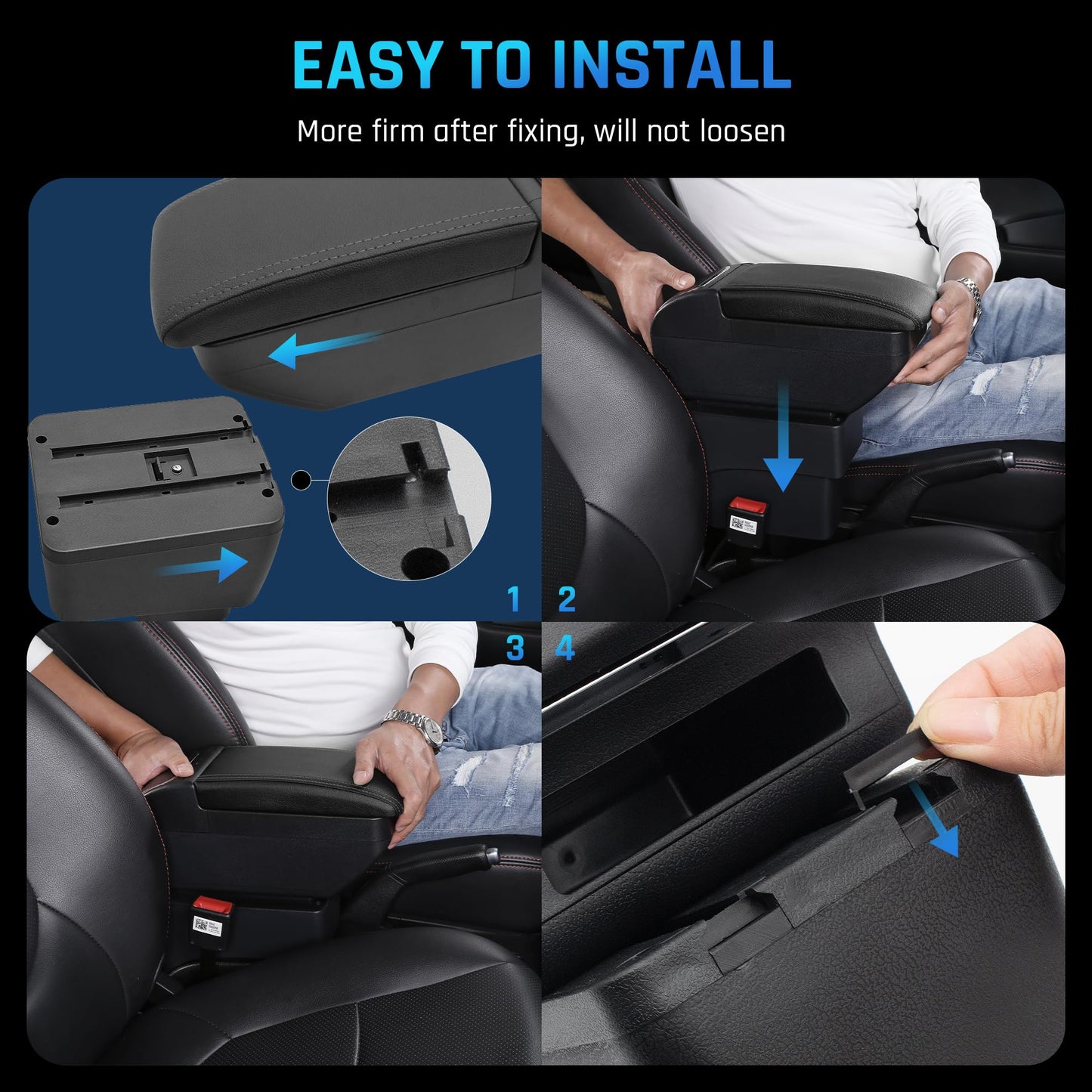 Double Layer Armrest Box for Suzuki Jimny 2019-2023 Center Console Storage Box with Cup Holder Armrest Accessory Black