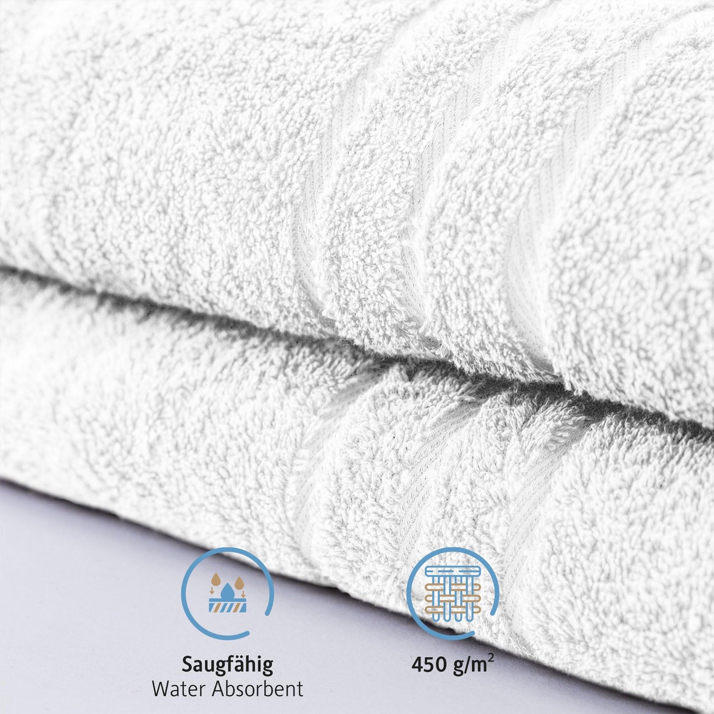 Comfortec 2-piece sauna towel set 70x200 cm made of 100% cotton, XXL sauna towels, sauna hand towel, soft, large, terry cloth, quick-drying, white.