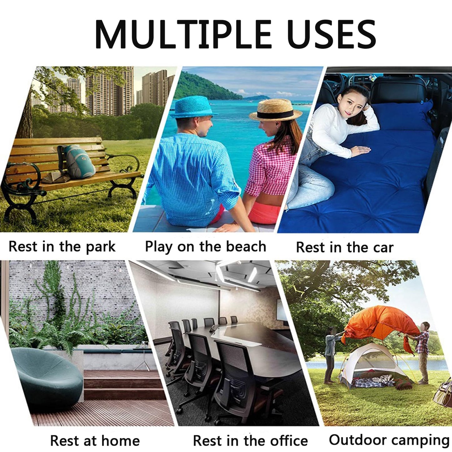Icelus Car Mattress, 195 * 130 * 15 cm SUV Car Inflatable Mattress Air Mattress Trunk with Air Pump, Car Rear Seat Thicker Combo Bed for Travel Camping Outdoor
