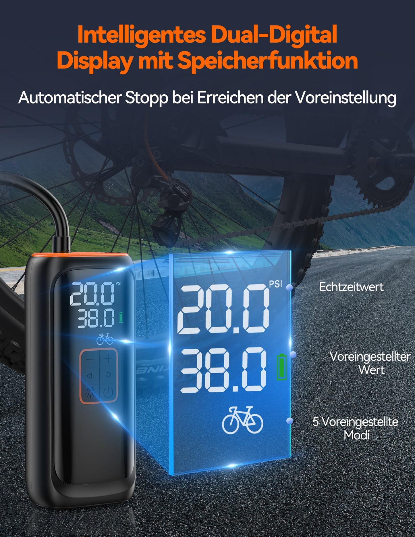 TECKNET Battery Compressor 6000mAh, Electric Air Pump 150 PSI, Electric Bike Pump, Air Compressor with Pressure Gauge for Cars, Bikes, Motorcycles, Balls, Power Bank, and Flashlight Function.