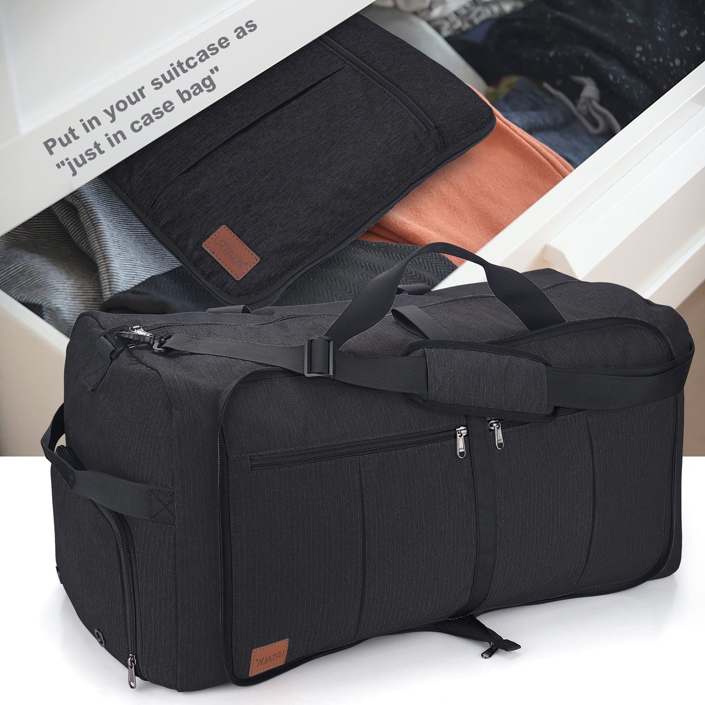 Urtala Foldable Travel Bag for Men & Women, 100L Large Weekender Overnight Bag with Shoe Compartment, Waterproof Carry-on Bag/Sports Bag