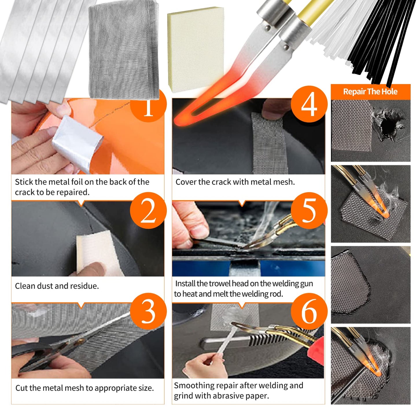 220W Plastic Welding Machine 2 in 1 Bumper Repair Kit Plastic Welding with 800PCS Hot Staples, 2 Thermal Smoothing Head, 40PCS Plastic Welding Rods, Plastic Repair Set for Car (Yellow)