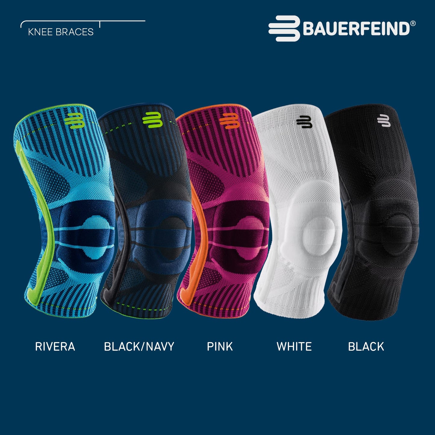 BAUERFEIND, 1 Unisex Knee Support Brace, Wearable on right and left, For ball sports and athletics, Supports knee during sports, with silicone ring, Size XL, Pink, 11449411950014