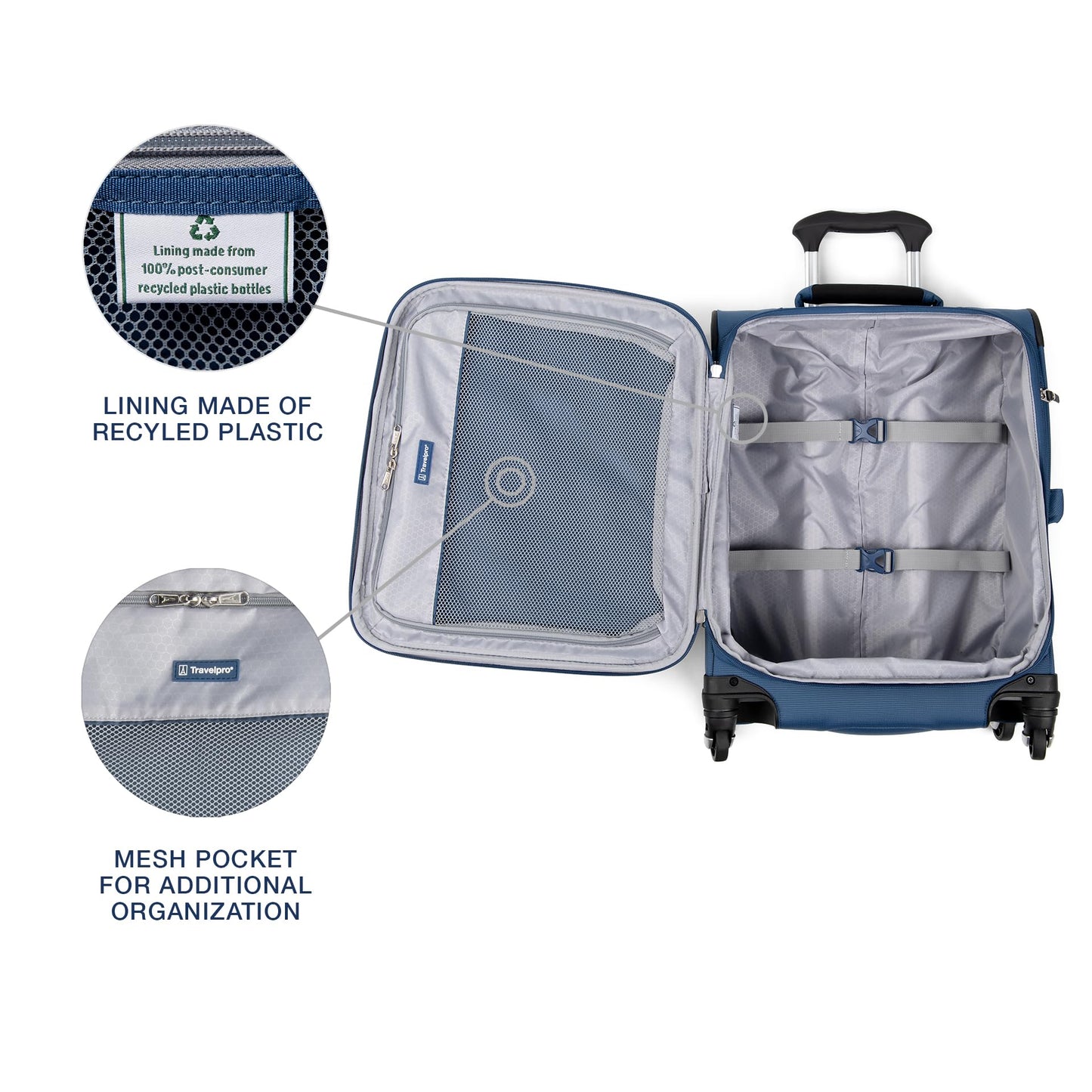 Travelpro Maxlite 5 Expandable Carry-On with 4 Wheels, Soft Underseat Bag, Lightweight Suitcase, Soft Exterior, for Men and Women, 2-Piece Set, Blue (Ensign Blue), Carry-on