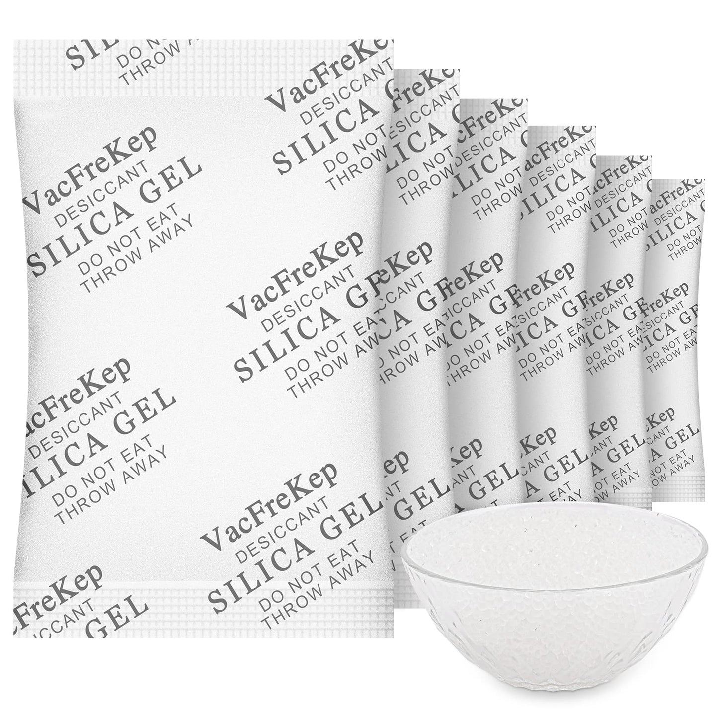 VacFreKep 5 grams 300 pieces Moisture Absorber Sachets, Silica gel Desiccant Packs for storage, Silica Gel Packets as a desiccant.