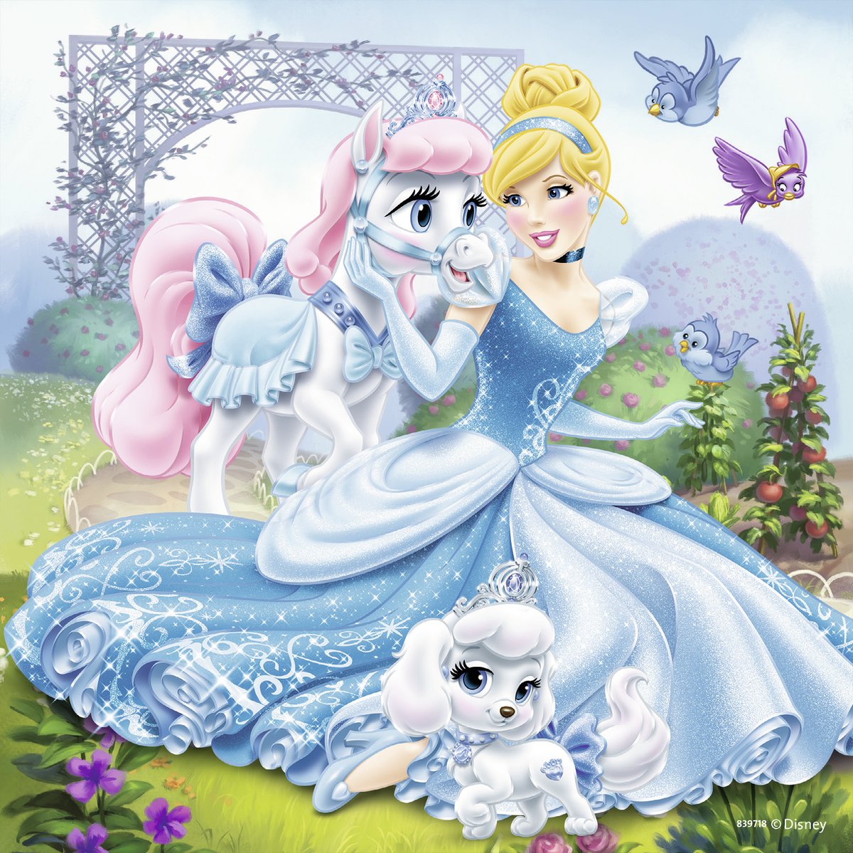 Ravensburger children's puzzles - 09339 Snow White, Cinderella & children's puzzle - 09346 Palace Pets - Belle, Cinderella and Rapunzel - Puzzle for children ages 5 and up, Disney puzzle with 3x49 pieces.