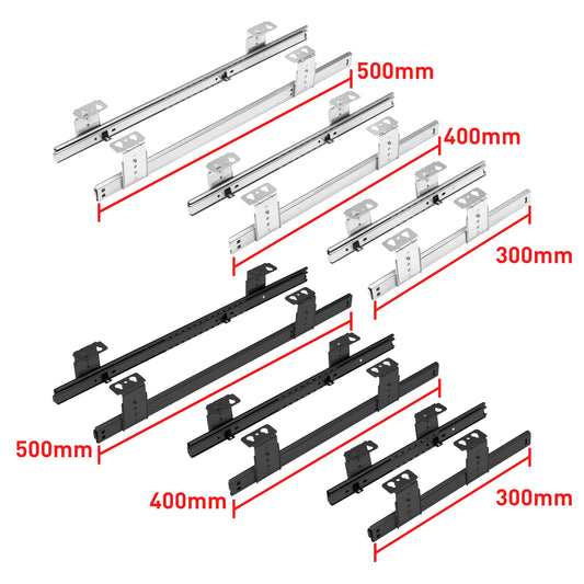 FIX&EASY keyboard pull-out Up&Down, keyboard tray 600X300mm black matt finish, pull-out slides with locking function adjustable height black 300mm, set tray and pull-out with lock for keyboard mouse