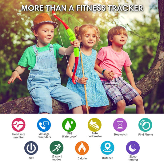 HOFIT Fitness Tracker Kids Watch with Pedometer, Heart Rate and Sleep Monitor, IP68 Waterproof, Activity Tracker with 2 Bands, Gifts for Boys and Girls.