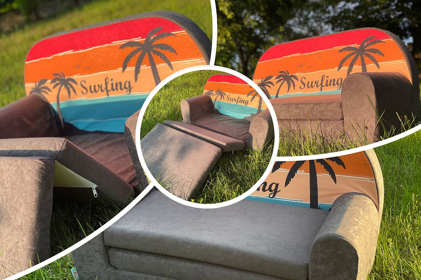 FORTISLINE - Children's sofa MINI foldable 40x78x45cm - Children's sofa for kids 2in1 - Children's couch foldable - Foam sleeping sofa - Removable cover - Many designs